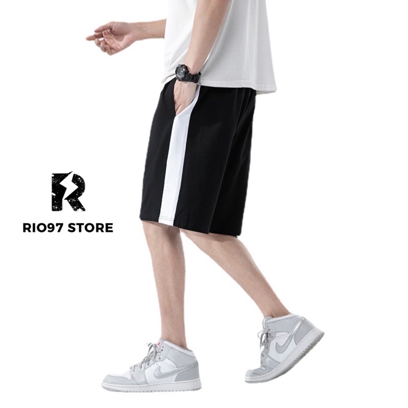 Quần Short Đùi Thun 3 Sọc 1 Sọc Đen Thể Thao Nam Nữ Ống Rộng Unisex Chất Thun Poly Mềm Mịn Co Giãn RIO97 STORE