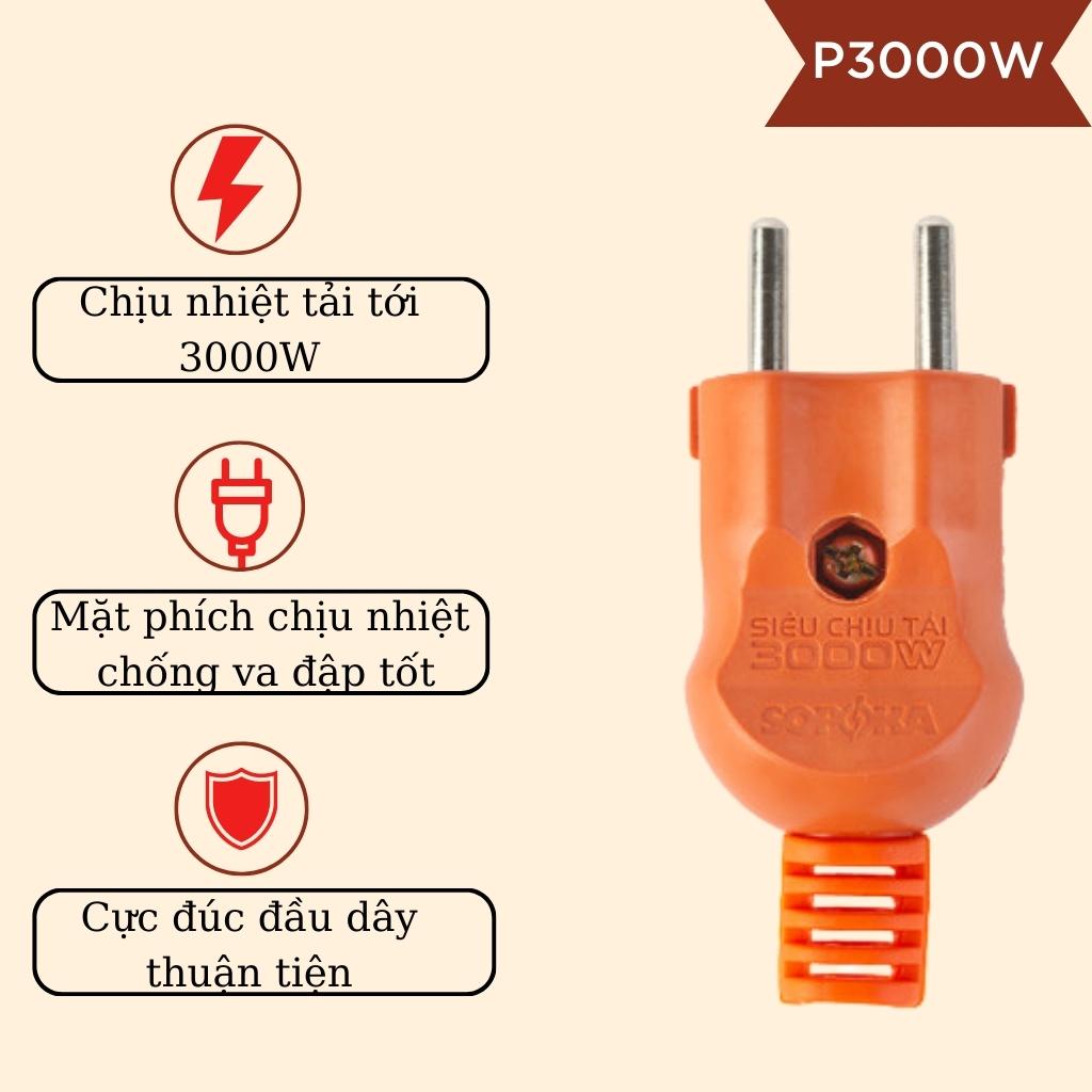 Combo Ổ cắm điện lõi sứ chống cháy SOPOKA 4S-6000W và Phích cắm siêu chịu tải SOPOKA P3000W2+