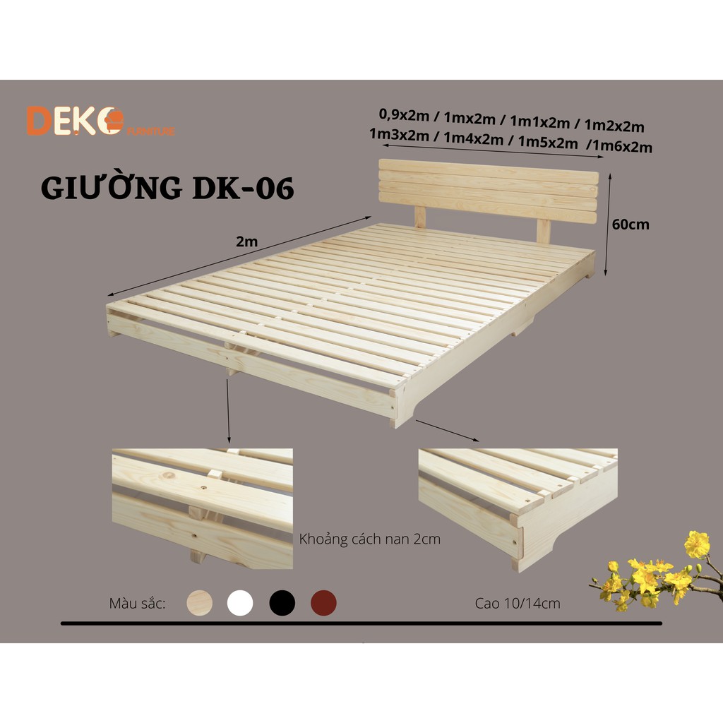 Giường pallet cải tiến có đầu giường DEKO FURNITURE DK06