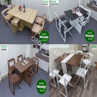 Bộ bàn ăn 6 ghế gấp gọn hàng nhập khẩu đã lắp đặt sẵn