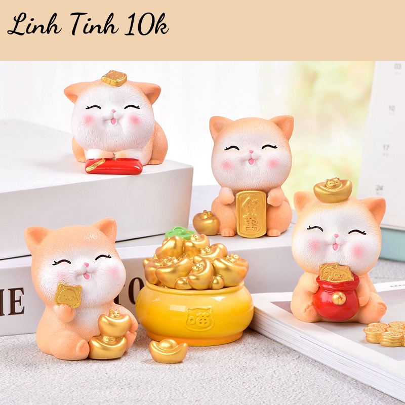 Tượng mèo may mắn mini trang trí ô tô, bàn làm việc, nhà cửa dễ thương/ Tượng mèo thần tài 💕FREESHIP 50k💕 Linh Tinh 10k