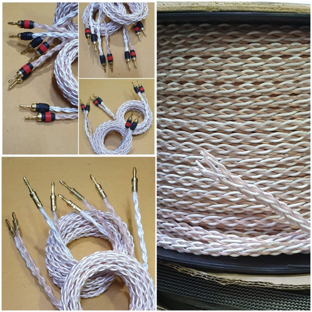 Cặp dây loa 5m 2 vế jack bắp chuối hoặc mỏ chim cứng đã hoàn thiện