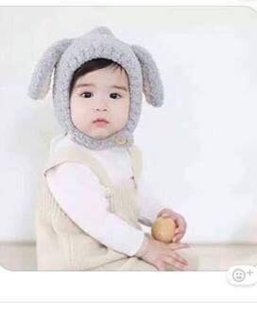 Sỉ mũ len tai cừu có khuy bấm cho bé