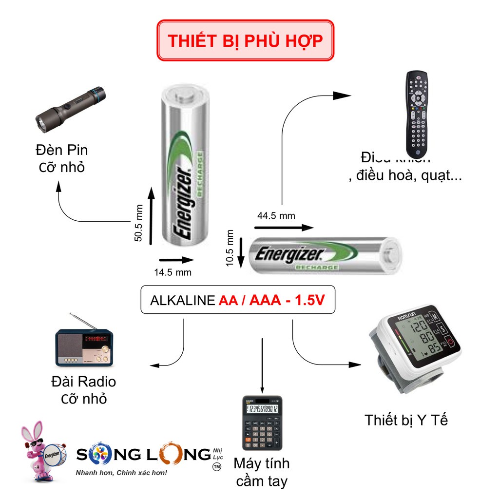 COMBO 2 Vĩ Pin Sạc Energizer Recharge Power Plus (Vĩ 2 Pin)