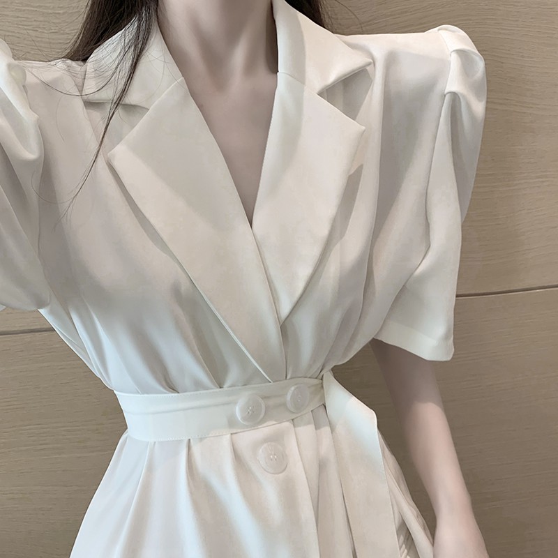 Women's suit jacket summer loose Korean style mid-length waist short-sleeved suit jacket