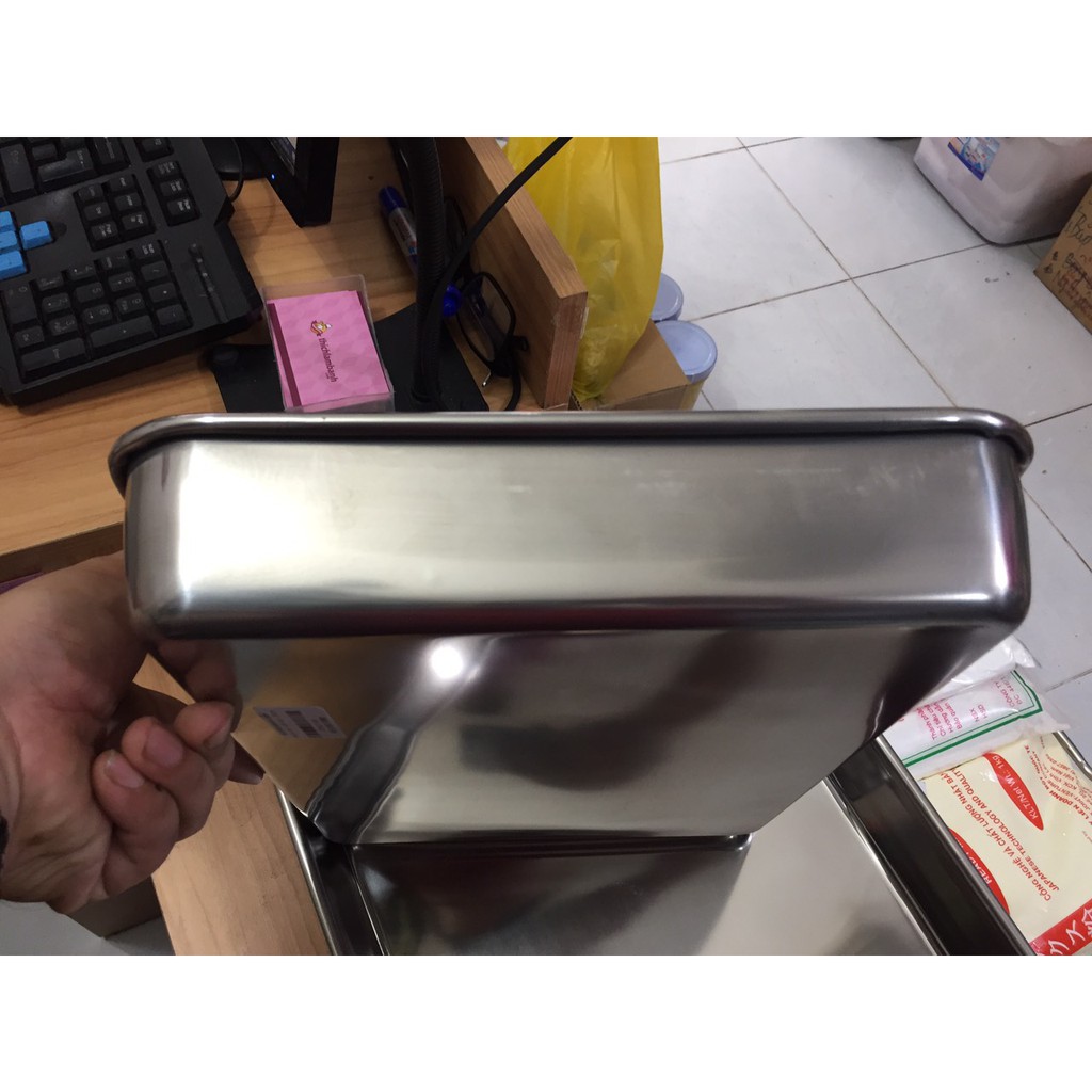 Khuôn chữ nhật cách thủy inox 35 cm x 27.5 cm x 6 cm