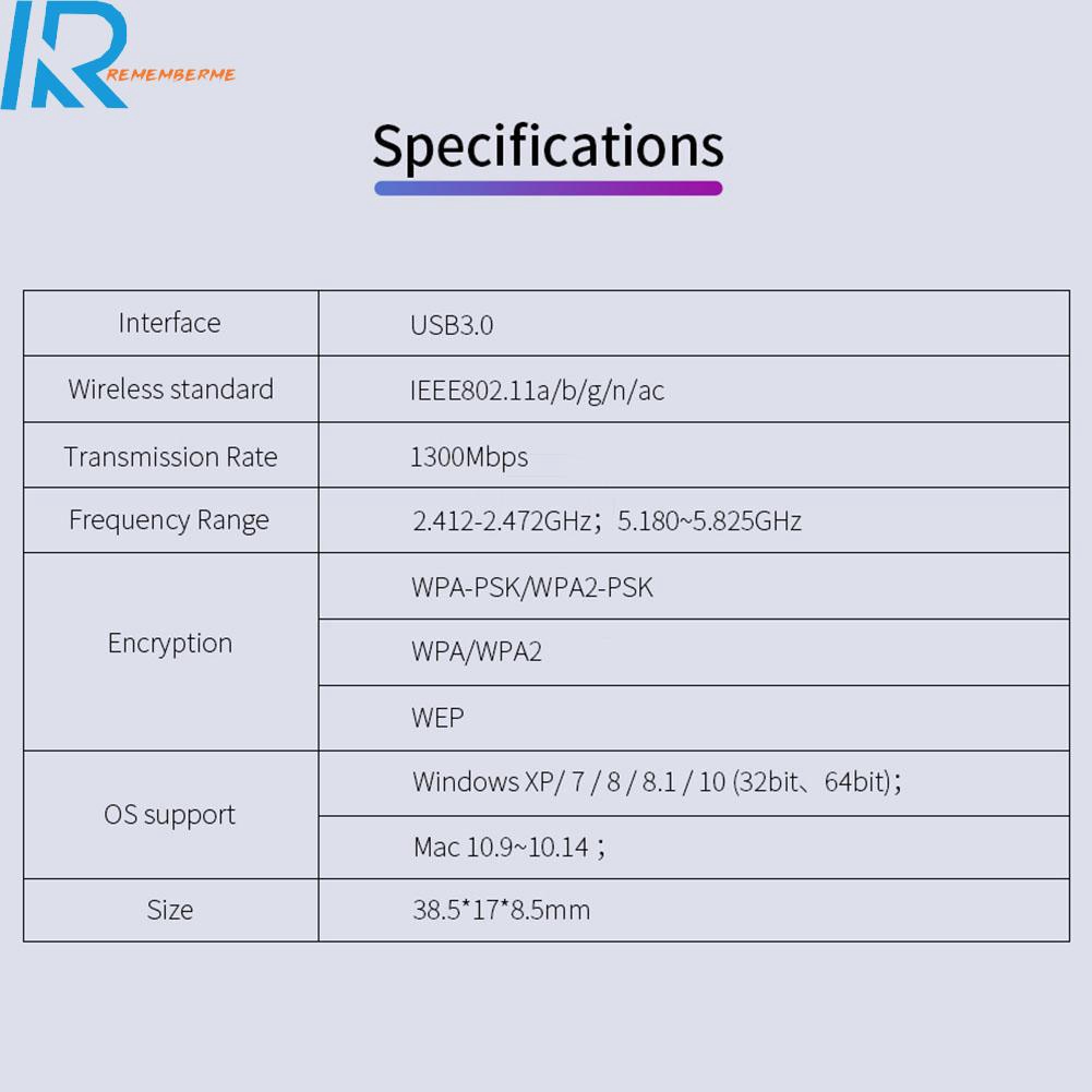 Usb Thu Sóng Wifi 1300mbps 802.11 B / G / N | BigBuy360 - bigbuy360.vn