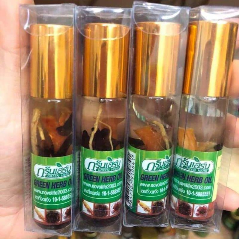 Dầu Nhân Sâm Thảo Dược TháiLand , Dầu Bi Lăn 8ml Green Herb oil