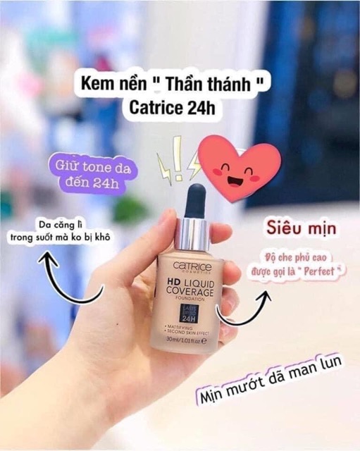 (Nền 24h) Kem nền Catrice HD Liquid Coverage 24h