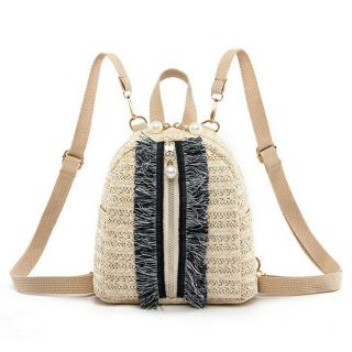 Balo Cói Đan Thời Trang Nữ Balo Đi Biển Đính Hạt - B21