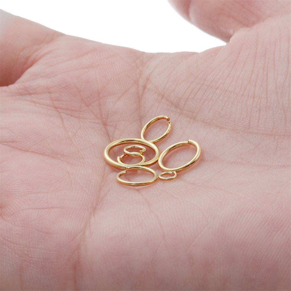 Bộ 50-200 cái vòng tròn St.kunkka Yongforyou bằng thép không gỉ mạ vàng động 3-10mm không phai màu