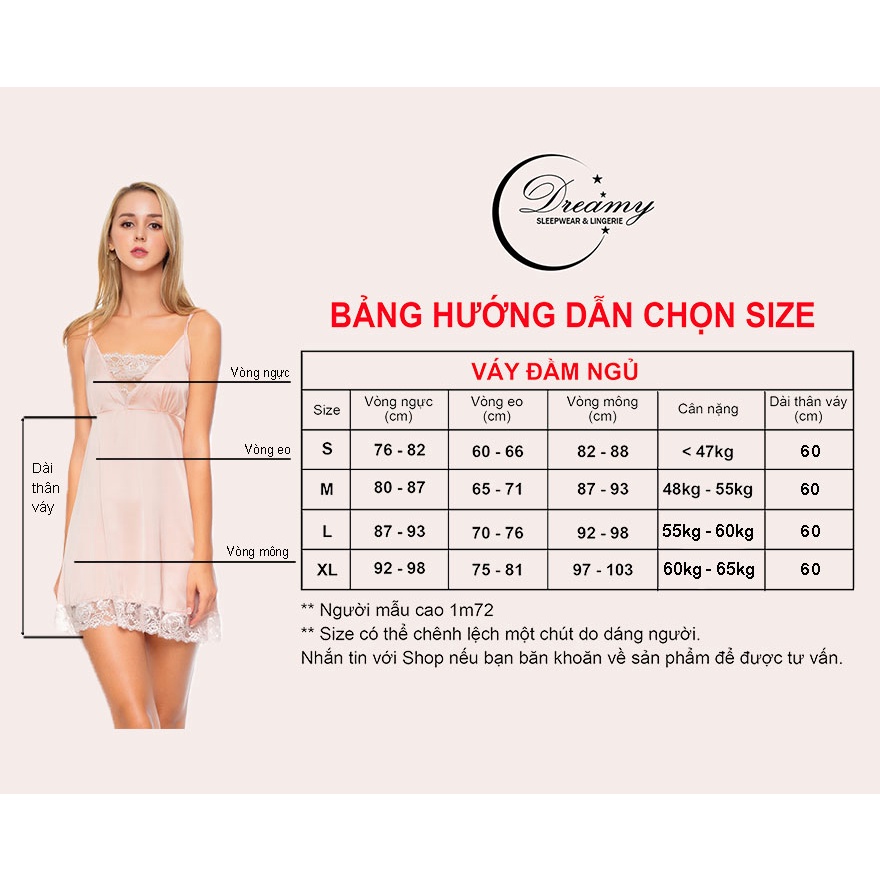 Váy ngủ 2 dây lụa mềm đồ ngủ nữ dáng xòe phối ren cách điệu Dreamy VX17