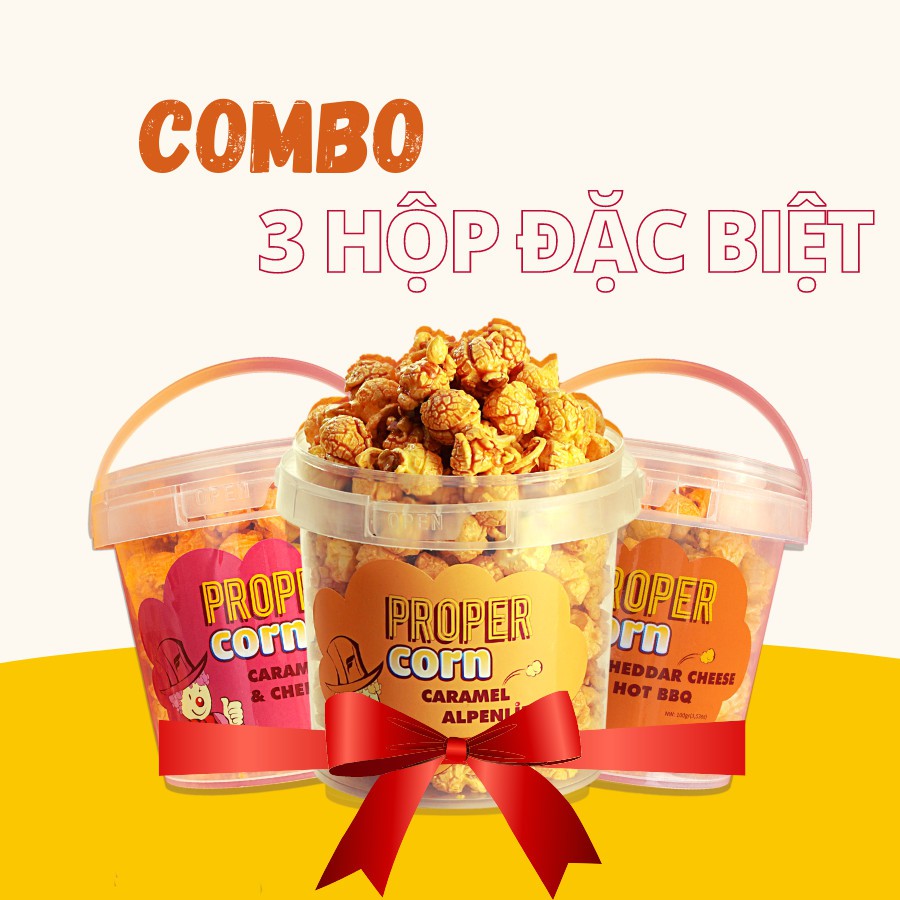 COMBO 3 Hộp bắp rang bơ Proper Corn VỊ ĐẶC BIỆT - MỚI