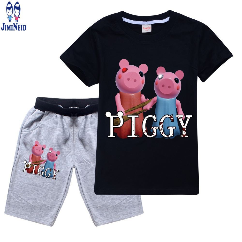 【JD】Summer Hot ROBLOX sale boys fashion suits Short-sleeved cotton T-shirt + shorts 2-piece set