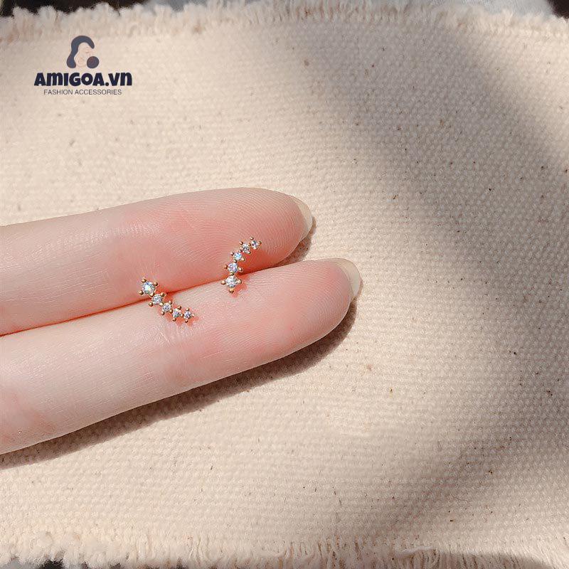 ✨✨Bông Tai Hình Học Đính Đá Zircon Nhỏ Đơn Giản Dễ Thương