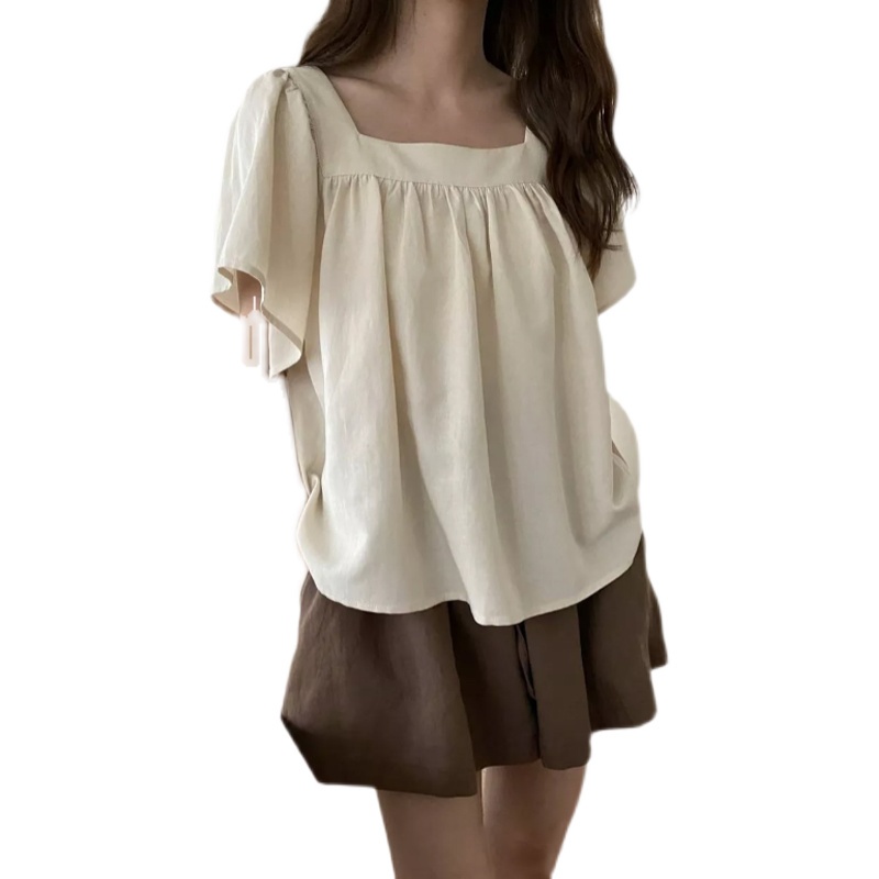 Áo Sơ Mi Tay Ngắn Cổ Vuông Phong Cách Hàn Quốc Thời Trang Mùa Hè Mới 2022