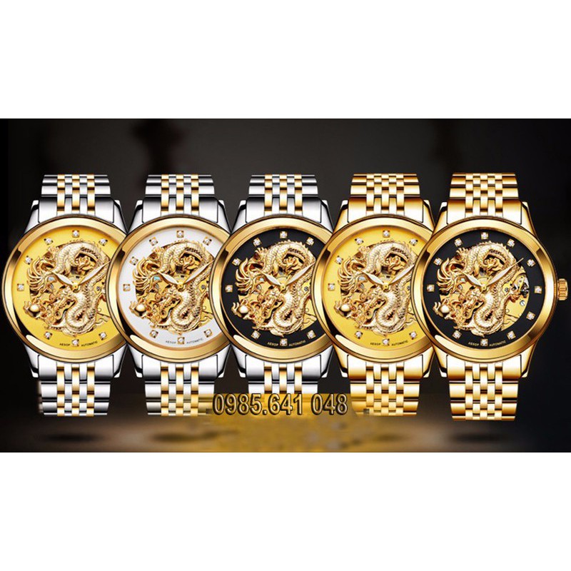 Đồng hồ nam tự động Tevise rồng nổi khắc nổi 3D