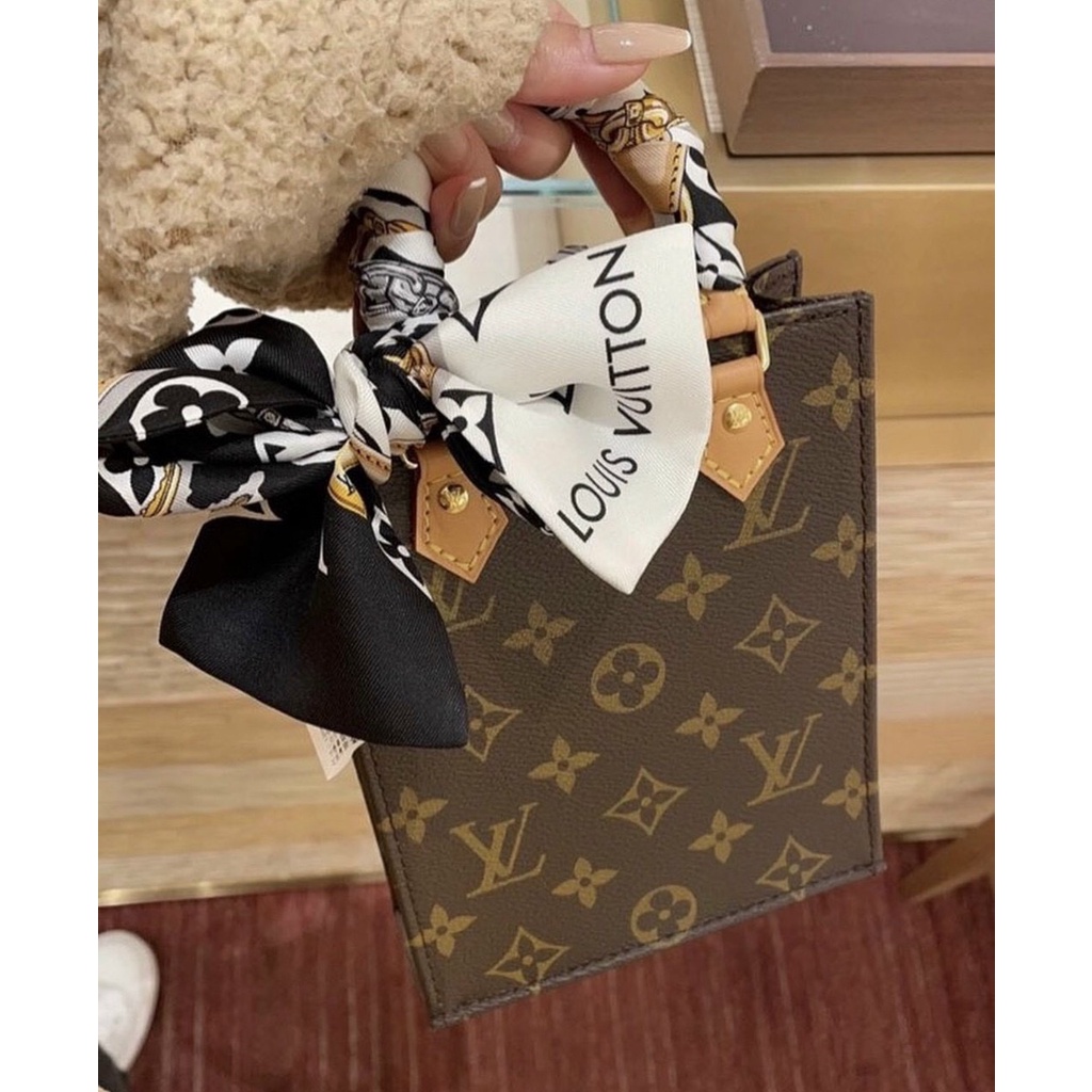 Túi chéo W266-18 LV TOTE MINI BAG kèm khăn, da thật 100% fullbox nam châm + box carton kèm bill