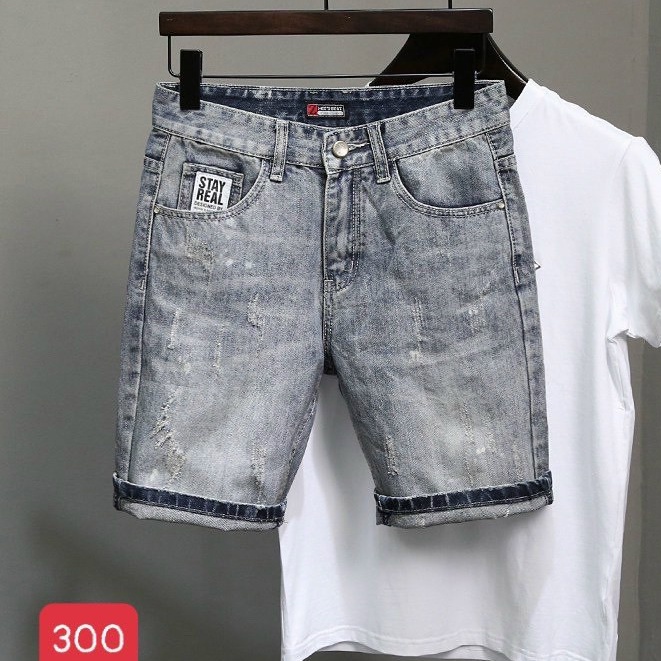 Quần short jean nam màu xanh rách chất bò - quần short jean lửng nam co giãn thời trang cao cấp Tp_shop_87 ms245