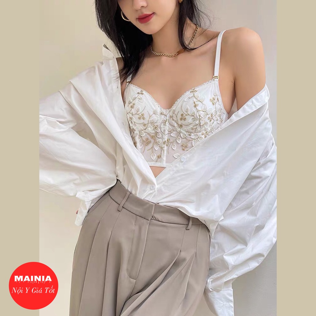 Áo Bra Corset Ren Hoa Có Gọng Mút Mỏng Hai Dây Siêu Đẹp Mainia Shop
