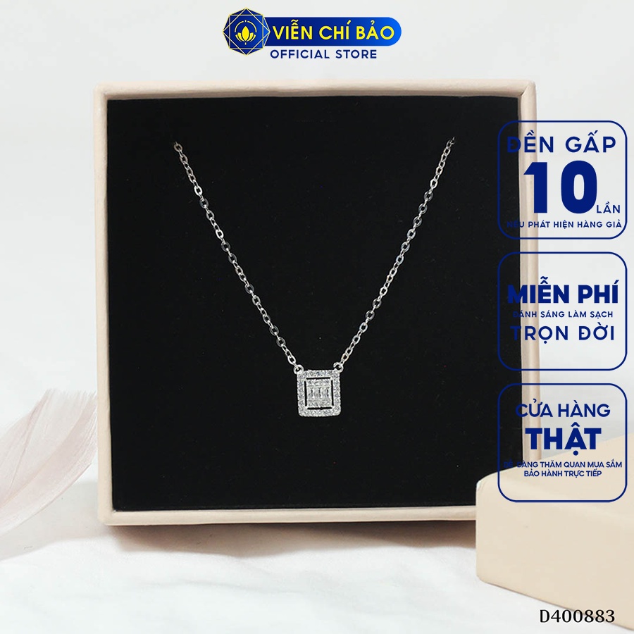 Dây chuyền bạc nữ vuông đính đá chất liệu bạc 925 thời trang phụ kiện trang sức Viễn Chí Bảo D400883