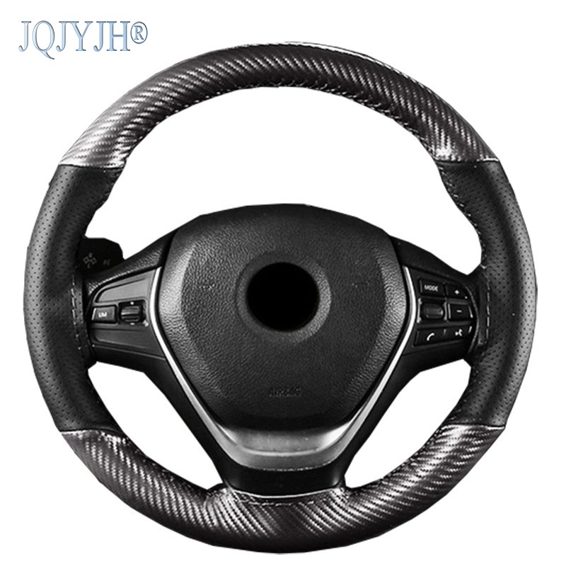 Vỏ Bọc Vô Lăng Xe Hơi Bằng Sợi carbon Phối Da Kích Thước 38cm 15inch Thông Dụng