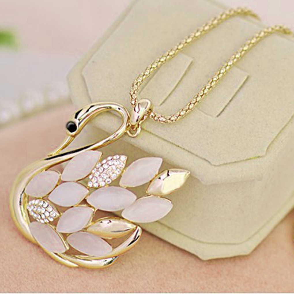 Vòng cổ mặt hình chim thiên nga đính đá lấp lánh thời trang cho nữ