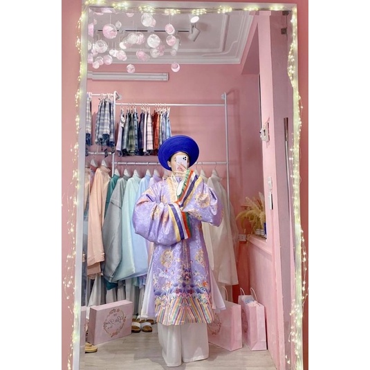 Áo khoác nhật bình màu tím và xanh