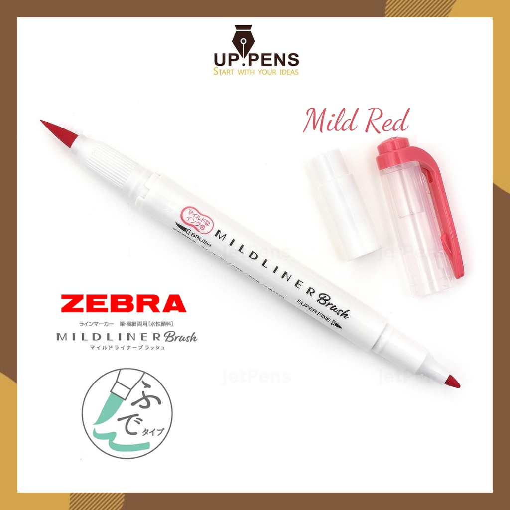 Bút lông cọ hai đầu Zebra Mildliner Double-Sided Highlighter Brush - Brush/ Extra Fine - Màu đỏ (Mild Red)