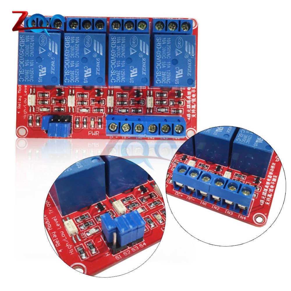 Bảng Mạch Mô-Đun Rơ Le 4 Kênh 5V 12V 24V