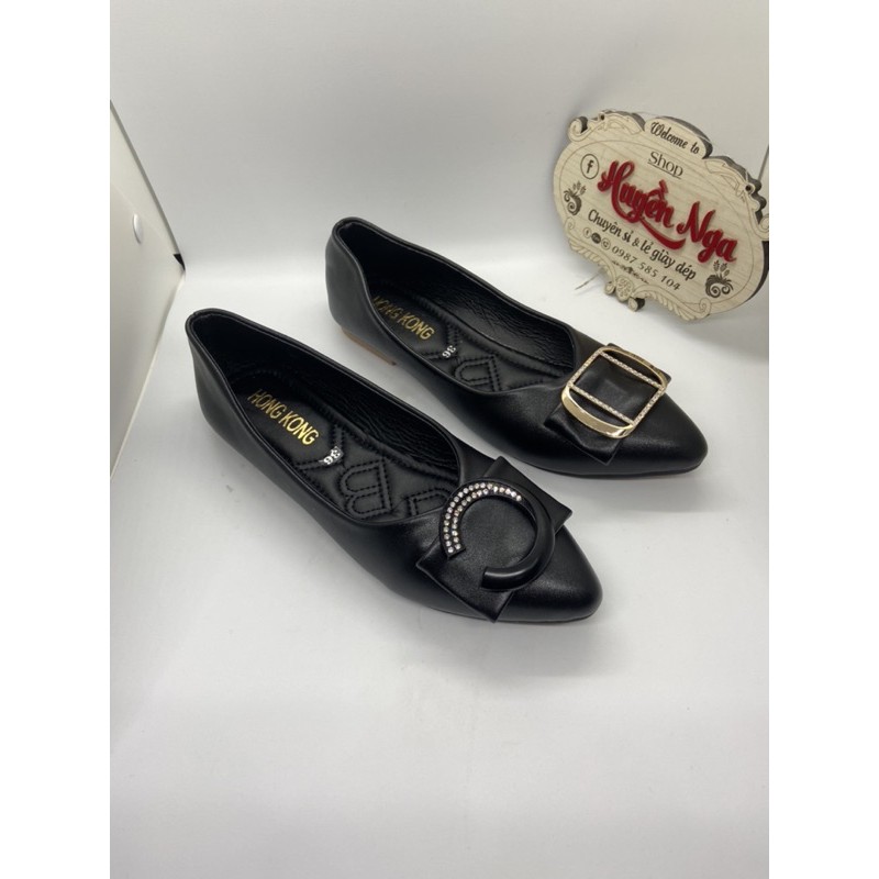 giày nữ búp bê da mềm. giày bệt nữ mũi nhọn 2 kiểu nơ