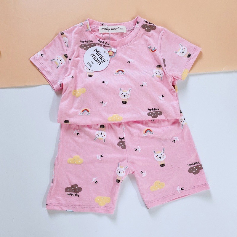 BỘ TAY NGẮN THUN LẠNH MINKYMOM Ô TÔ TRẮNG SƯ TỬ XANH CHO BÉ TỪ 8 - 19kg