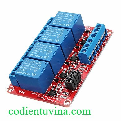 Module 4 relay 5V với opto cách ly kích H/L (Màu đỏ)