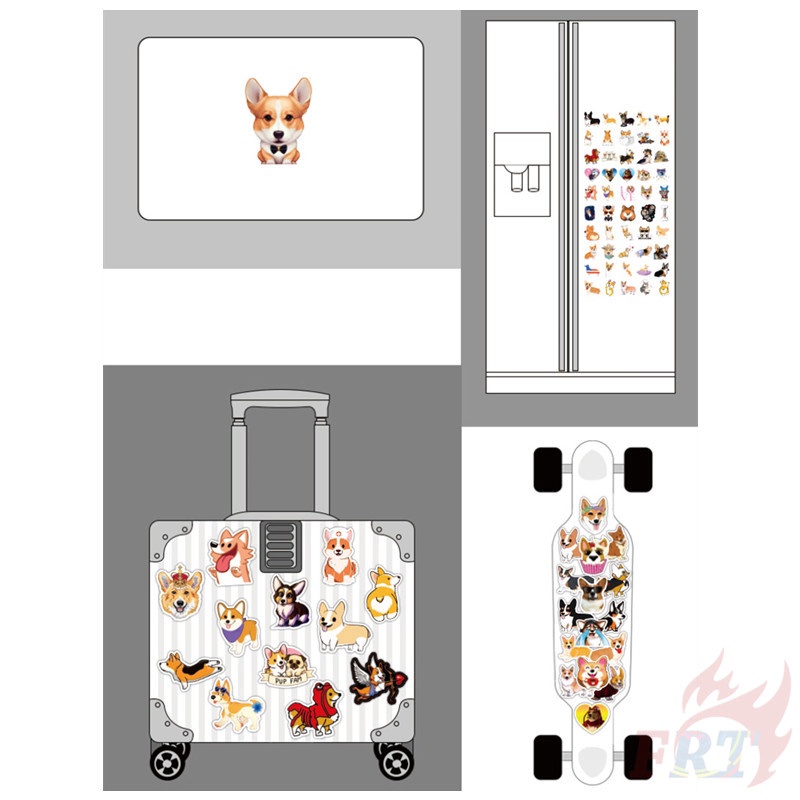 100Pcs/Set ❉ Corgi Series A Stickers ❉ Pets Dogs DIY Fashion Luggage Laptop Skateboard Doodle Decals Stickers