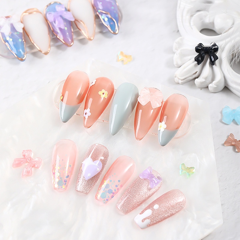 Set 30 Miếng Dán Trang Trí Móng Tay Hình Nơ 3D DIY Cr