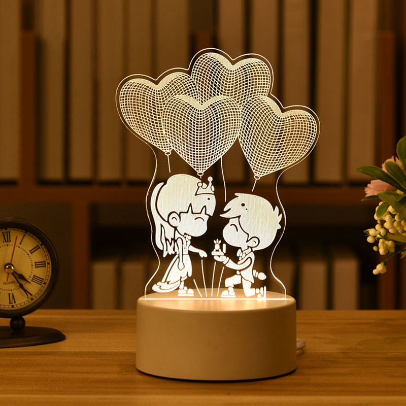 Đèn ngủ Led 3D hình trái tim phong cách lãng mạn