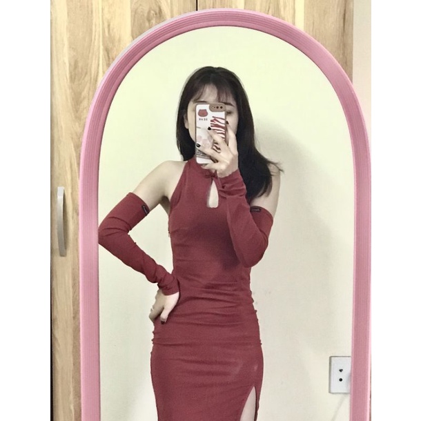 Sẵn  -Sườn xám  trẻ trung sexy hở lưng phiên bản cải tiến