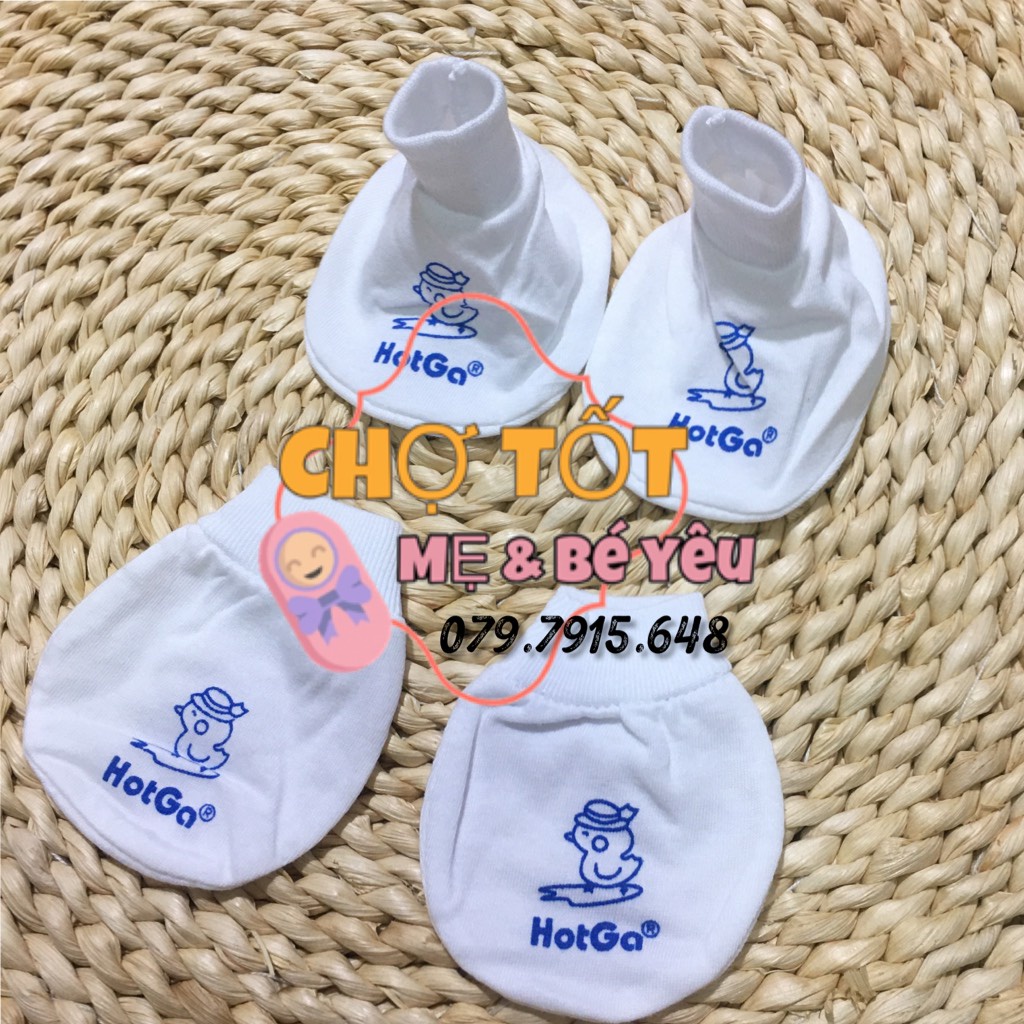 Combo 5 Bộ Bao Tay, Bao Chân Cho Bé Hotga Cotton Cao Cấp ( 0-3 tháng)