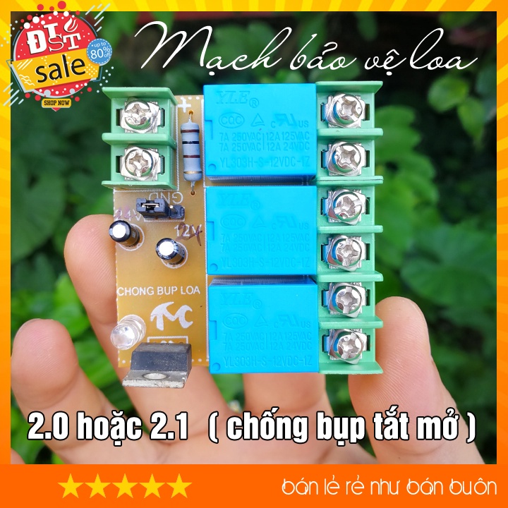 Mạch bảo vê loa, chống bụp loa 3 đường tiếng (Phù hợp loa 2.0 hoặc 2.1) Điện áp 12V hoặc 24V tùy chọn