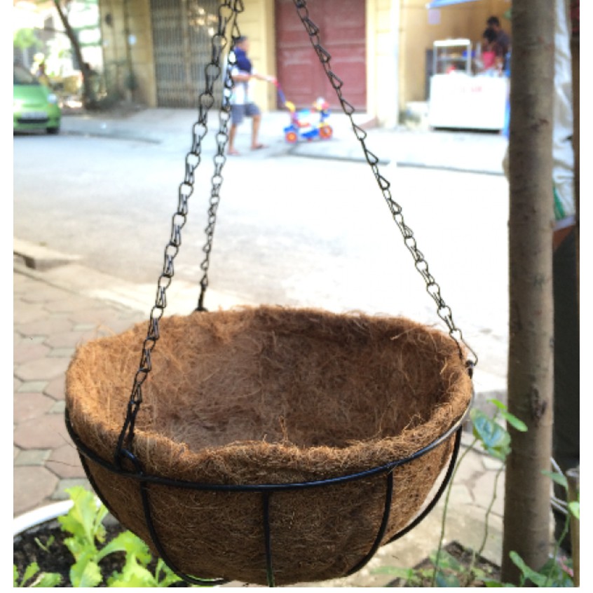 Chậu treo xơ dừa-chậu treo ban công nghệ thuật-đường kính 35cm