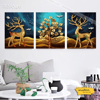 Tranh sơn dầu số hóa tự tô bộ 3 Hươu vàng T846