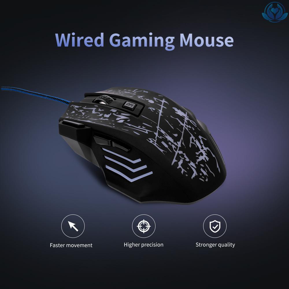 Chuột Chơi Game Có Dây 5500dpi 7 Nút Bấm Rgb Màu Đen Nhám