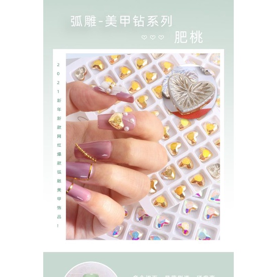 ĐÁ KHỐI HÌNH TRÁI TIM ĐÍNH NAIL CAO CẤP