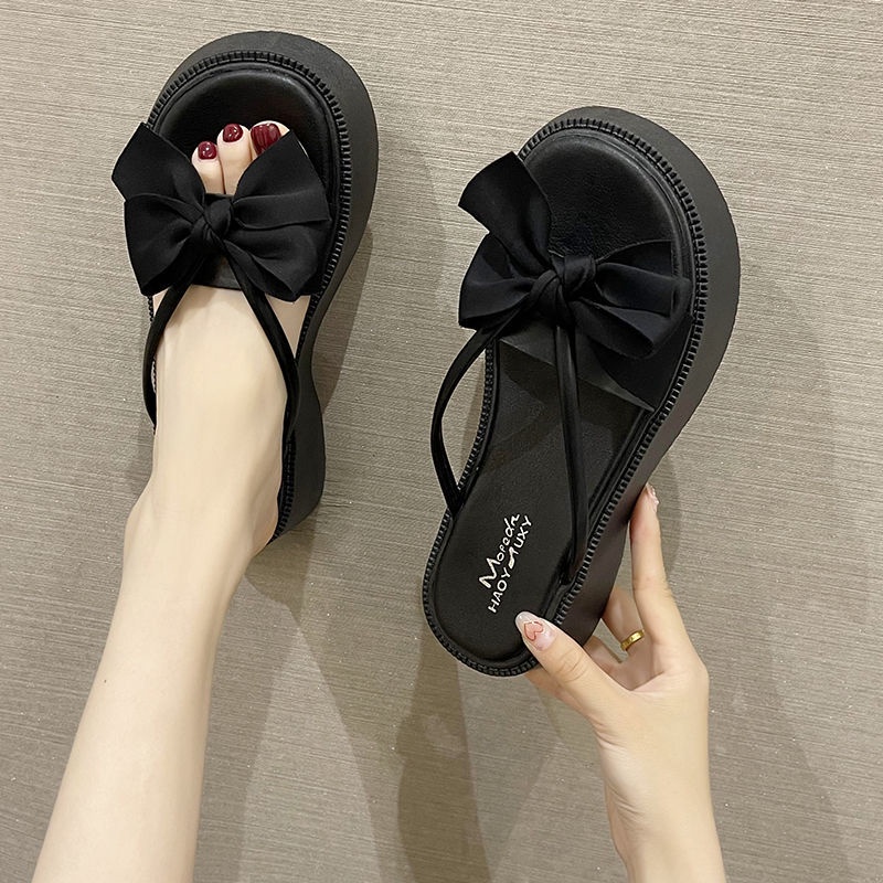 Dép Sandal Đế Dày Chống Trượt Đính Nơ Thời Trang Mùa Hè