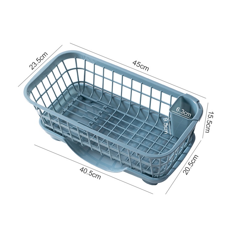 Rổ úp chén bát có khay hứng nước kèm ống đựng đua kích thước 45x23x13cm