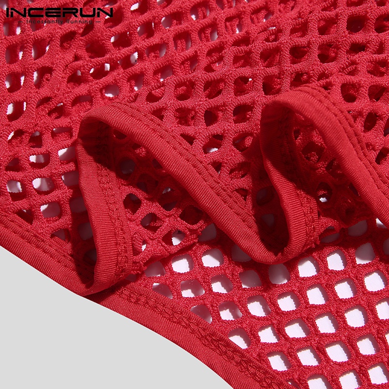 Áo ba lỗ INCERUN kiểu lưới nhìn thấu quyến rũ cho nam