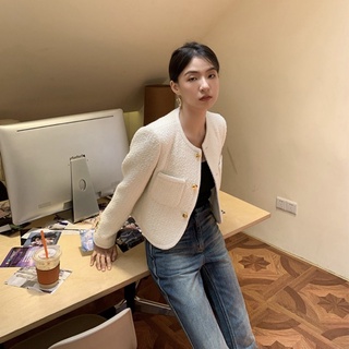 (SẴN) Áo dạ tweed viền 3 cúc