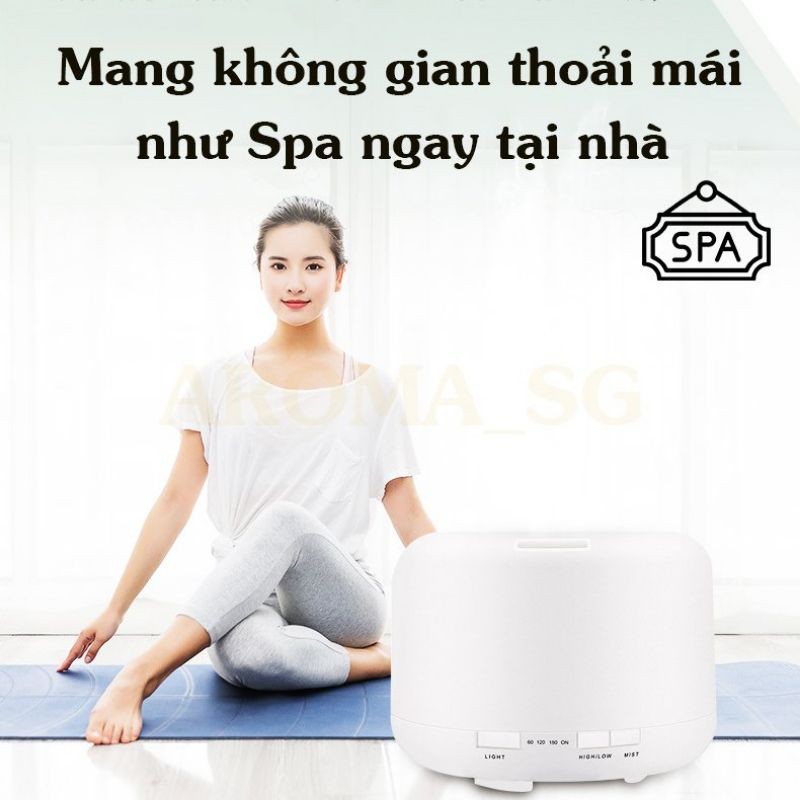 HÀNG CAO CẤP -  Máy xông tinh dầu phòng ngủ 500ml - AROMA DIFFUSER chính hãng - kèm remote  - Hàng Cao Cấp