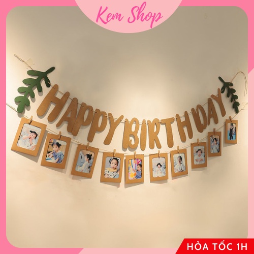 Set 10 khung ảnh giấy kèm kẹp gỗ nhiều màu dễ thương trang trí sinh nhật thôi nôi - Kem Shop K70