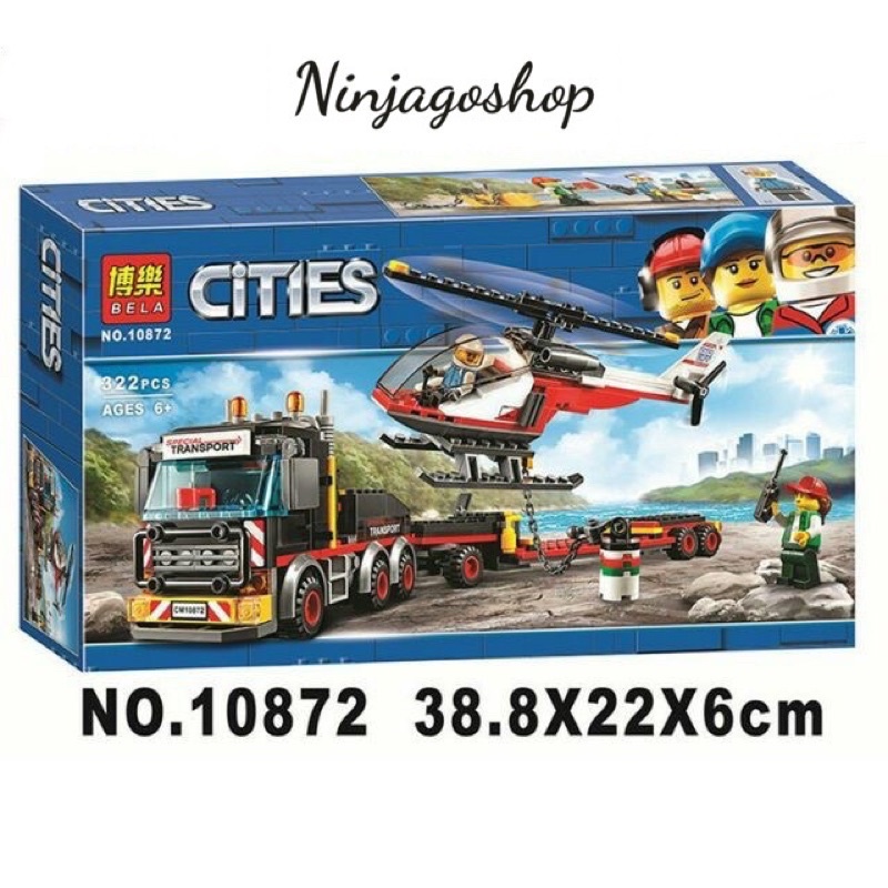 Lắp ráp xếp hình Lego Citie 60183 SY6963 Lepin 02094 Bela 10872 : Xe container đầu kéo chở máy bay 322 mảnh